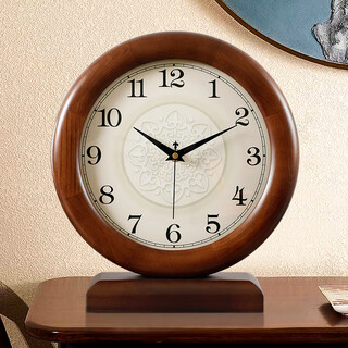 Hanshi (hense) european retro solid wood clock, creative desktop clock, living room home bedside clock, simple decorative clock hd397, white pattern plate, quartz movement