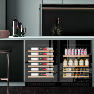 Faseeny 400mm ultra-thin frequency conversion embedded red wine cabinet constant temperature wine cabinet built-in wine cabinet bar under counter embedded constant temperature storage cabinet refrigerated beer tea cold drink cabinet wine cabinet ice bar combination/frequency conversion/defogging door 170l