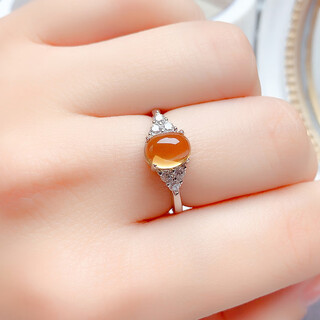 Pu lian 925 sterling silver inlaid with natural citrine ring ring for women open ring topaz women's ring 1.5 carat ring silver jewelry