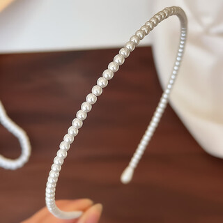 Zuoou pearl hairband 2025 internet celebrity new korean simple versatile fine headband hairpin hairpin hairpin headdress off-white