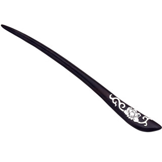 Hengli jiayi garden original ebony wood inlaid s925 sterling silver peony hairpin retro chinese style friend's mother gift ebony wood inlaid s925 silver