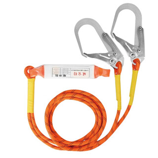 2-meter safety belt, five-point double hook, full-body protection for high-altitude operations, anti-fall safety belt, buffer belt, outdoor construction protection, o-buckle optional, 14mm diameter double rope - 2 meters + big hook + buffer bag