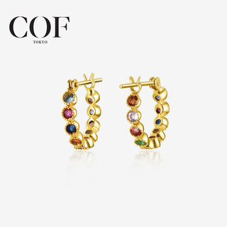 Cof jewelry 10k gold colorful earrings ruby tanzanite sapphire emerald earrings birthday gift for girlfriend neon earrings designer style