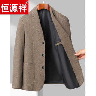 Hengyuanxiang suit men's autumn casual wool suit men's jacket middle-aged 2023 autumn and winter new arrival woolen western trend khaki 2305k 3xl recommended 160-175 jin jin equals 0.5 kg