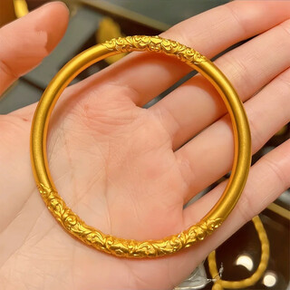 New product counter, same style gold-colored bracelet, ancient method, inherited plain ring, solid curly grass pattern bracelet, new chinese style for mom, solid curly grass pattern bracelet