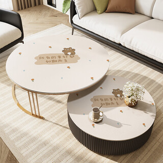 Lilang dining table mat round small round table round coffee table mat no-wash oil-proof and waterproof tablecloth anti-scalding anti-slip mat dining table mat flower bear diameter 150cm