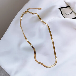 Dl 1998 fat donglai same style 18k gold snake bone necklace for women 2025 new versatile light luxury color gold and silver clavicle chain temperament l8k gold snake bone chain versatile basic style