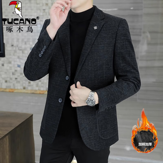 Woodpecker men's small suit jacket casual business single suit jacket dad's formal spring and autumn large size woolen suit for men no. 6001-1 color cotton and thickened xl/180 (145jin jin is equal to about 0.5 kg)