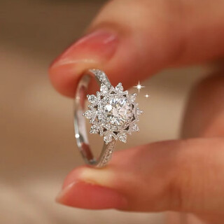 Eothpt950 platinum flower moissanite diamond ring for girls platinum live valentine's day birthday gift for girlfriend pt950 platinum one carat moissanite ring + certificate