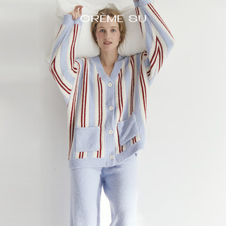 Creme su matisse series autumn and winter couples home clothes half velvet contrast color stripes interesting jacquard wedding red blue white stripes m (recommended 90-120 jin jin equals 0.5 kg)