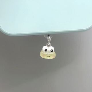 Ye yu is suitable for summer fresh style glitter cute big-eyed frog mobile phone charging port dust plug apple android type universal large glasses frog type oval (comes with anti-lost rope)