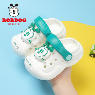 Babu dou children's shoes, boys' slippers, summer new soft-soled baby beach shoes, children's hole shoes for women, milky white 21.5 (140) suitable for feet 13.0cm long