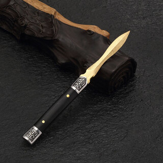 Damascus pattern tea knife, pure handmade pu'er tea cake, special tea prying tool, tea needle, tea cone, tea set accessories, gold, gold tea knife