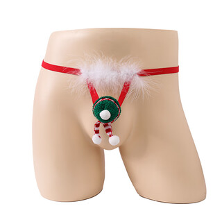 Long night men's stretch underwear christmas feather new european and american men's sexy underwear thong green
