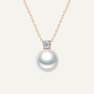 Tanhai jewelry 18k gold diamond pearl pendant necklace extremely bright light perfect round freshwater pearl jewelry new gift 18k gold diamond pearl pendant 9-10mm+925