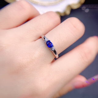 Oemg natural sri lankan sapphire ring main stone 4*5mm open ring 925 silver gold plated