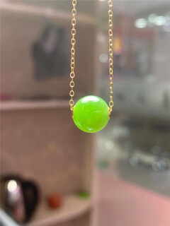 Muqian natural russian jasper round beads 18k gold patch pendant clavicle chain silver chain for women, beads about 10mm