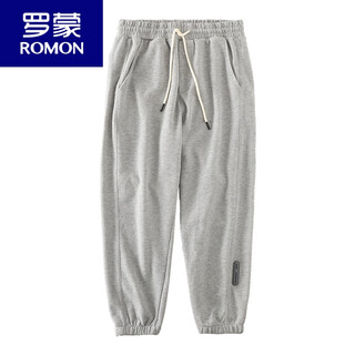 Romon american heavyweight sweatpants men's autumn and winter velvet warm loose leggings sweatpants gray knitted workwear casual pants light gray (regular) xl (suitable for 131-150jin jin equals 0.5 kg)
