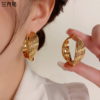 Lan huiming 925 silver needle new trendy exaggerated twisted earrings korean temperament internet celebrity simple fashion earrings girl birthday gift twisted earrings