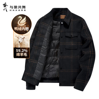 Dances with wolves down liner autumn and winter windproof warm wool work jacket men's jacket 001 black 180