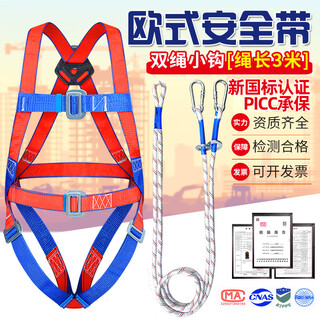 Xinbaolin high-altitude work full-body anti-fall european-style five-point safety belt with double small hooks 3 meters