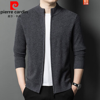 Pierre cardin cardigan men's cardigan sweater jacket stand collar autumn and winter new sheep | cashmere sweater men's knitted dad outfit medium gray 3302 2xl 180 recommended weight 155-170jin jin equals 0.5 kg
