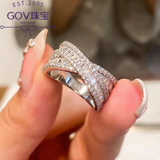 Platinum ring pt950 moissanite t-square cross row diamond women's light luxury niche internet celebrity new style us size 7