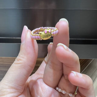 Watchthiswt hello kitty 999 pure gold kt cat gold ring women's ring valentine's day birthday gift kt cat ring about 0.1g