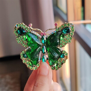 Quamer heavy industry crystal big butterfly brooch fashion animal insect women's brooch second-hand high xz0495-1