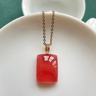 Tris 18k gold inlaid with natural argentinian ice rhodolite ping an wu shi brand pendant ice transparent small square brand clavicle chain default product