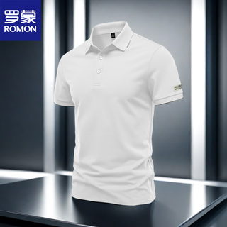 Romon summer t-shirt top men's versatile polo shirt breathable quick-drying lapel slim solid color business outdoor half-sleeve white xl weight 135-150jin jin equals 0.5 kg