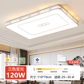 Yilin new chinese style living room lamp simple modern atmosphere headlight super bright main light led ceiling lamp 2023 new lamp full spectrum (white frame) - length 110_70cm three color change