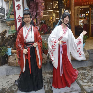 Customized glass fiber reinforced plastic 3d model ancient costume hanfu character internet celebrity check-in sculpture portrait hollow face-cut photo sculpture customized customized