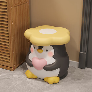 Yunya cute penguin shoe changing stool living room floor-standing decoration bedside table children's room decoration housewarming moving gift penguin stool pink heart