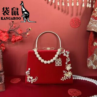 Kangaroo (kangaroo) chinese style handmade bag for women customized wedding bag portable bride red gold velvet crossbody retro gold bag chinese style handmade bag for women customized wedding bag portable bride