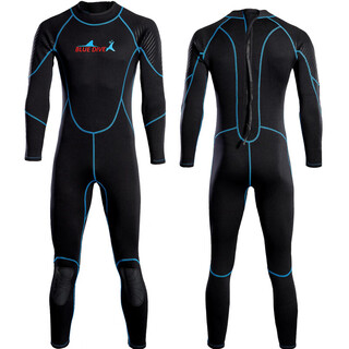 Blue dive wetsuit swimsuit 2mm one-piece men's warm surfing paddleboard motorboat swimming winter swimming snorkeling free cold protection blue line 2xl