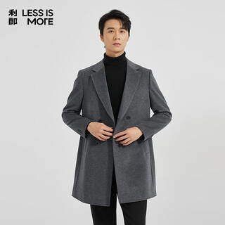 利郎轻时尚男装【商场同款】毛呢大衣男长款羊绒混纺羊毛外套Q4DYR504 深灰 2XL (180)