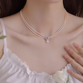 Jalloo pearl necklace young lady pendant light luxury niche high-end 2025 new jewelry birthday gift for girlfriend double layer shijia beads pearl aquamarine necklace
