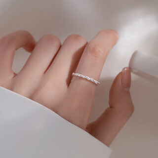 Xiangnan 999 sterling silver sugar paper ring women's index finger ring light luxury tail ring niche design plain ring ring open ring gift 999 silver sugar paper ring