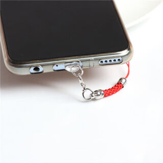 Ye yu is suitable for simple and convenient color rope, universal mobile phone earphone hole dust-proof plug, charging port plug, men and girls couple pendant, single oval type-c charging plug, red lanyard