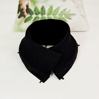 Muxiaduo down jacket collar protector knitted threaded down jacket padded jacket anti-dirty fake collar fake collar women's versatile new style black threaded collar + buttons collar length approximately 56cm