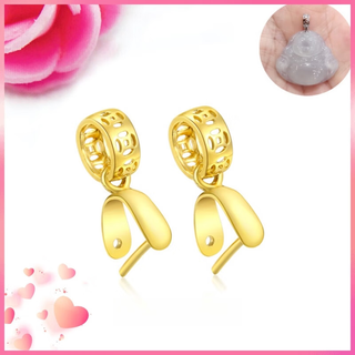 Beyou new product 18k gold jade buckle copper coin jade buckle melon seed buckle jasper amber crystal clip buckle accessories inversion molding process 18k yellow large size 1k gold true color
