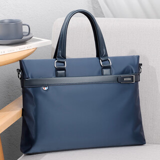 Moepeqdaishu business briefcase men's handbag shoulder bag oxford cloth casual messenger bag office commuting 14-inch computer bag blue large bag 14-inch