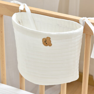 婴儿床尿布袋新生儿童床头挂袋幼儿园宝宝玩具收纳袋手推车储物袋 小熊头