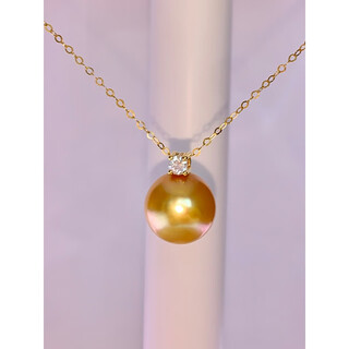 Fat donglai's same style south sea gold bead pendant, philippine seawater pearl and shell bead necklace, 18k gold plated and diamond-plated, princess style south sea gold bead pendant, 16mm