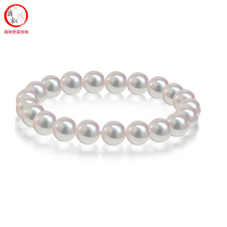 Drops of water form pearls. south pearl family's perfect round freshwater pearl bracelet with strong luster. high-end gift for wife. 5.0-6.0mm white pearl elastic cord bracelet.