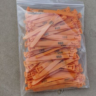 Chaoming tuojin-markierungsring, hühnerlogo, kunststoff-hühnerfußring mit verschiedenen zahlen, ente, maßgeschneidertes bauernhof-knopfetikettenschild, orange mit nummer (001–100), 100 stück