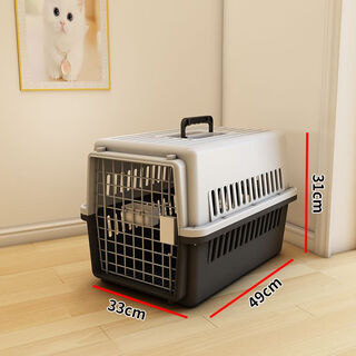 君吻宠物航空箱猫咪狗狗外出便携笼子空运国航托运车载结实狗笼猫笼 炫酷黑【送加高隔尿板】 升级款大号-加厚【21斤以下】