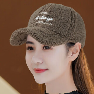 Jinjin hat women's autumn and winter new baseball cap women's fashionable age-reducing fashion hat thickened furry peaked cap brown