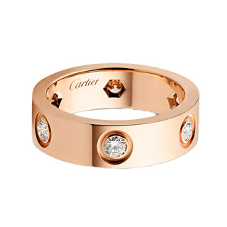 Cartier men's and women's same ring love series rose gold diamond couple ring 2024 new versatile ring rose gold 44